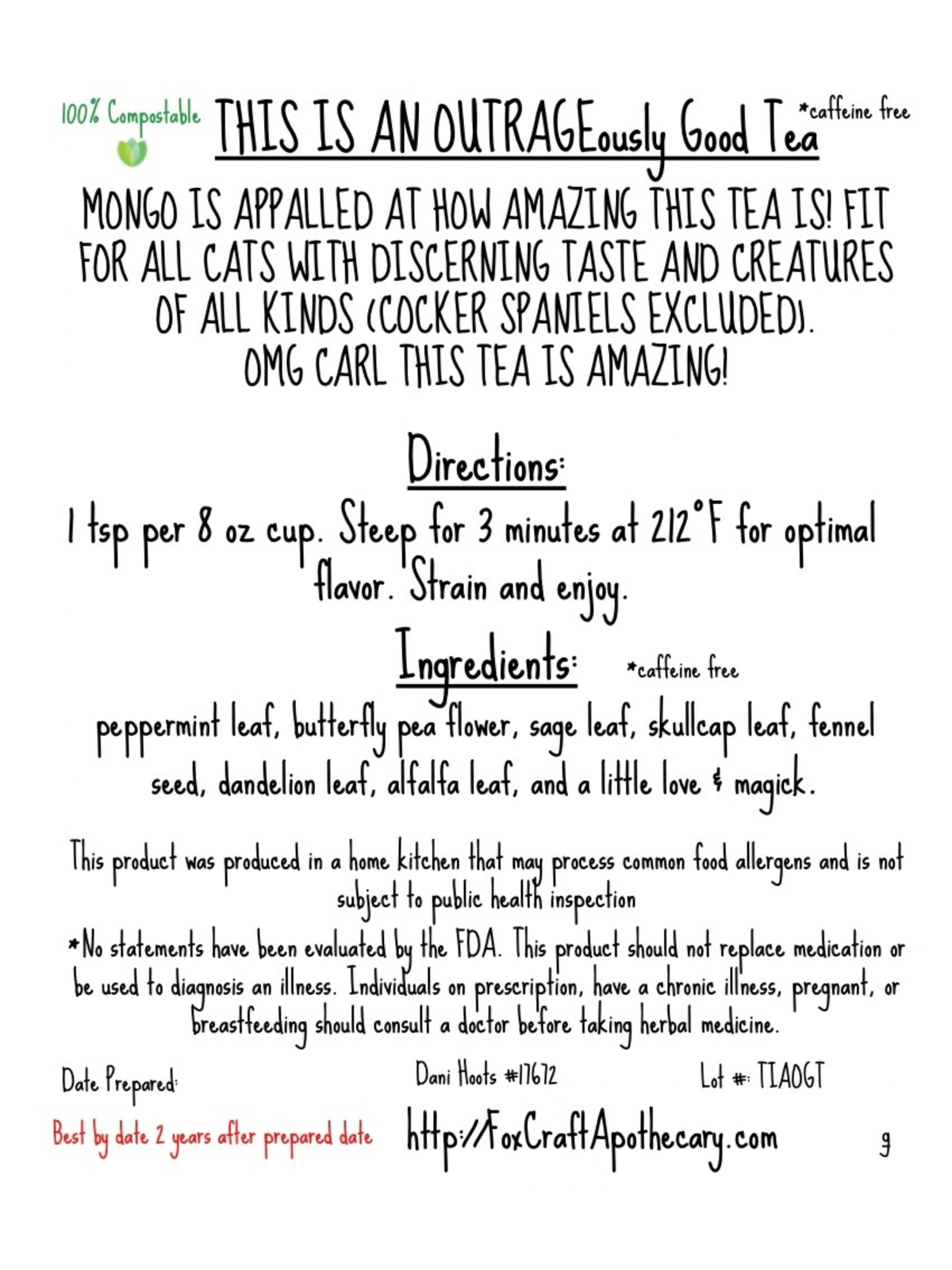 THIS IS AN OUTRAGEously Good Tea (Dungeon Crawler Carl-inspired Tea)