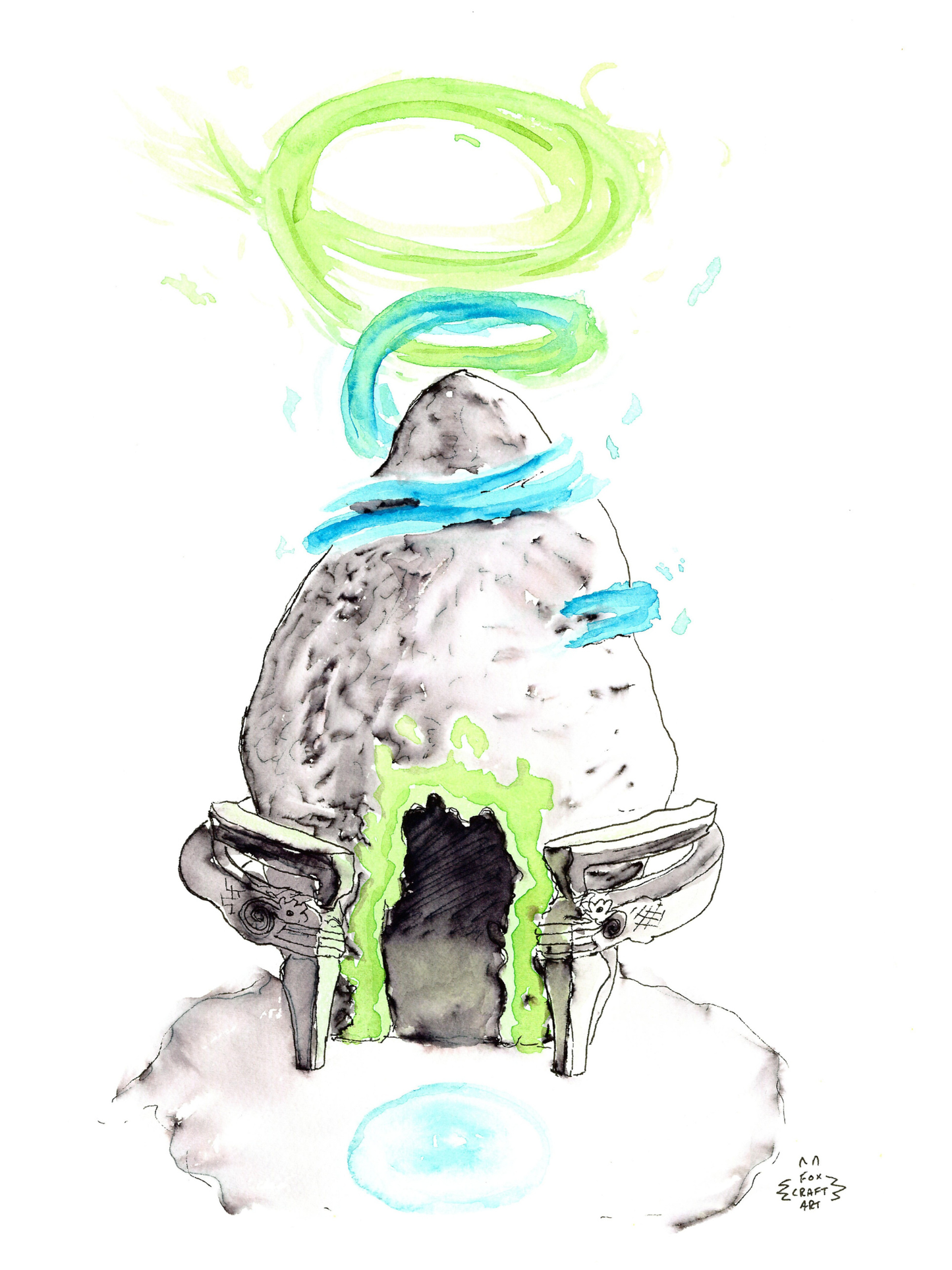 TotK Zelda Shrine Watercolor Painting