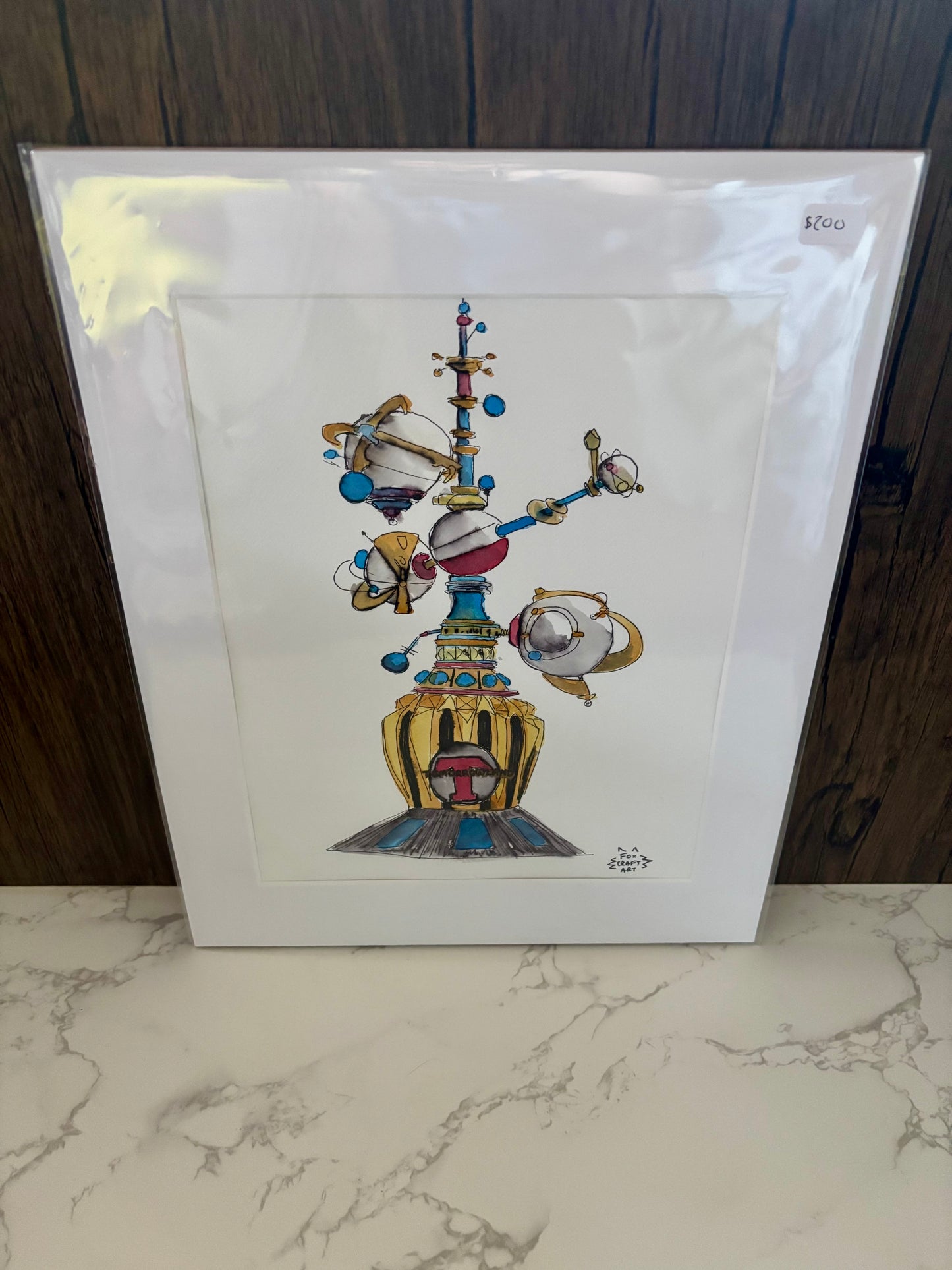 Amusement Park Future Scifi Attraction Watercolor Painting