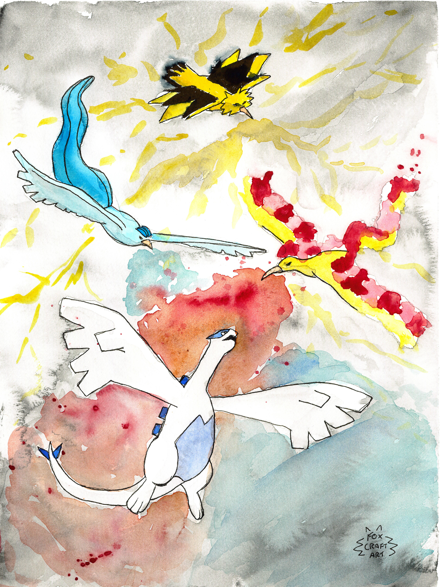 Legendary Birds Watercolor Painting