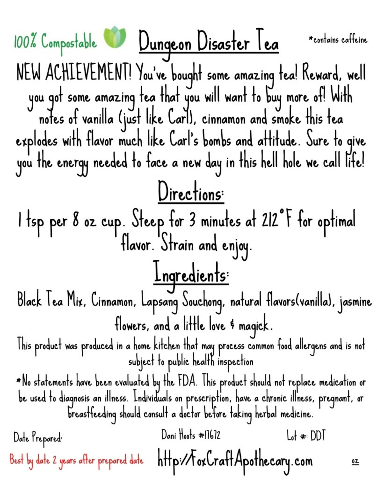 Dungeon Disaster Tea (Dungeon Crawler Carl-inspired Tea)