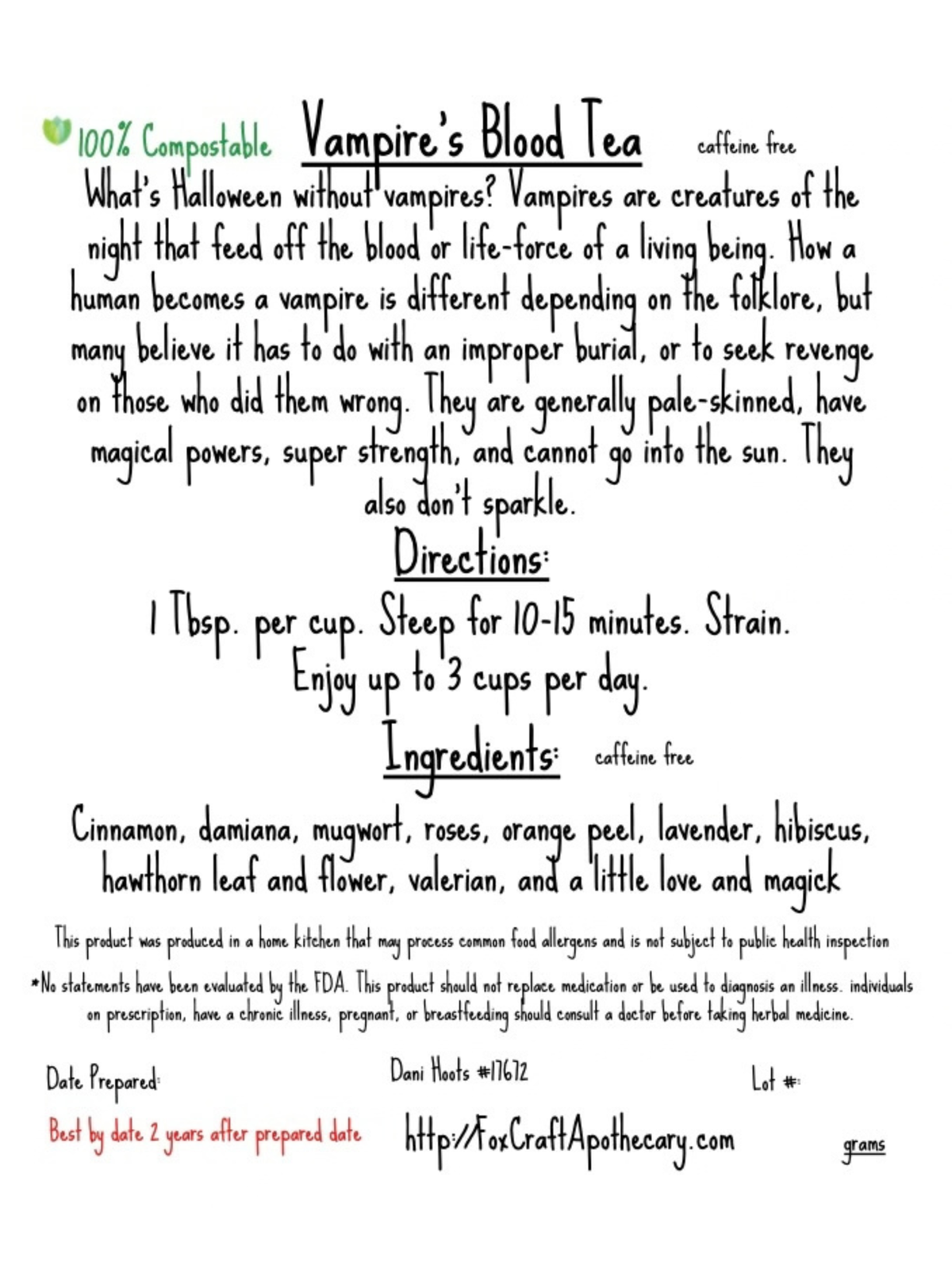 Vampire's Blood Tea (Folklore-inspired Tea)