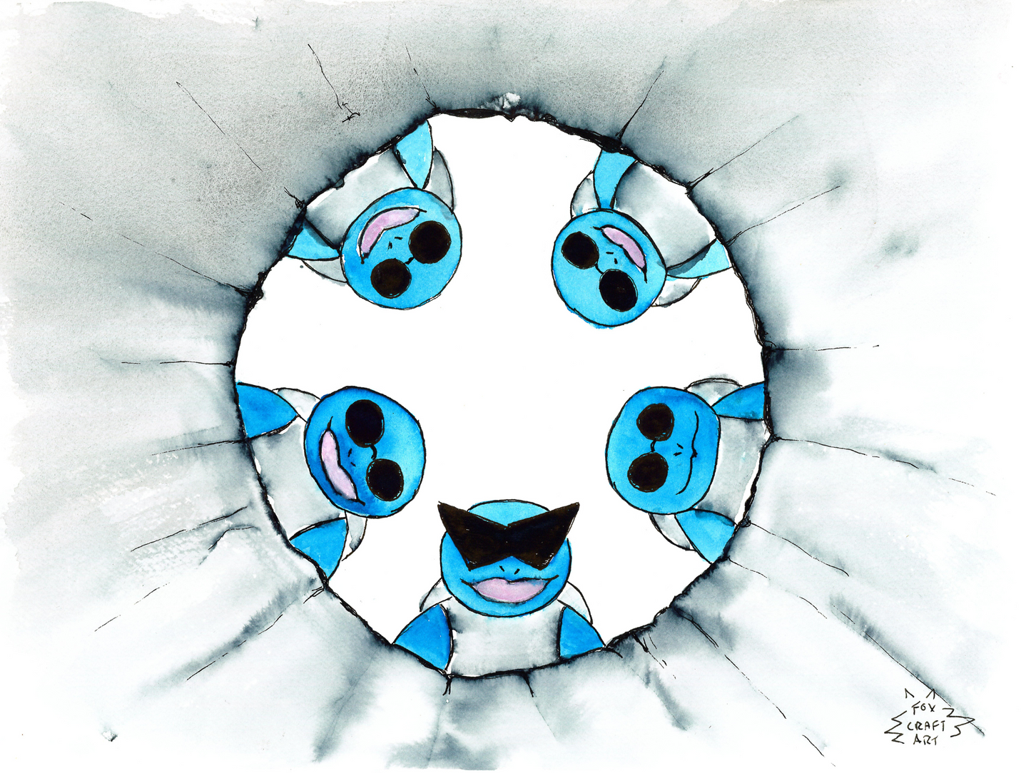 Squirtle Squad Watercolor Painting