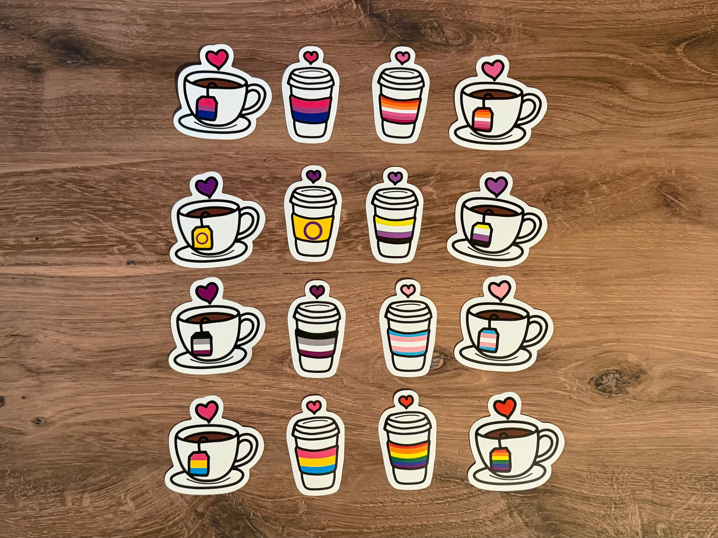 LGBTea and Coffee decals 3in