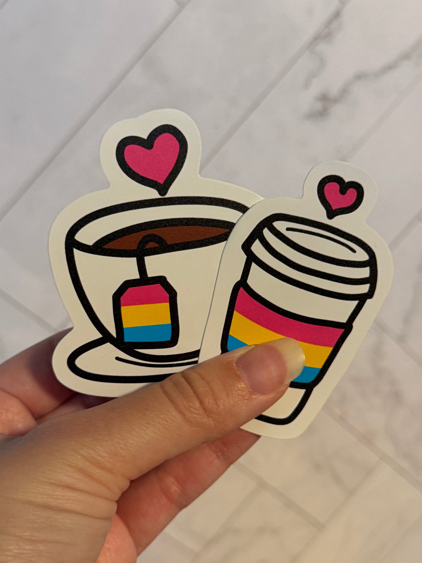 LGBTea and Coffee decals 3in