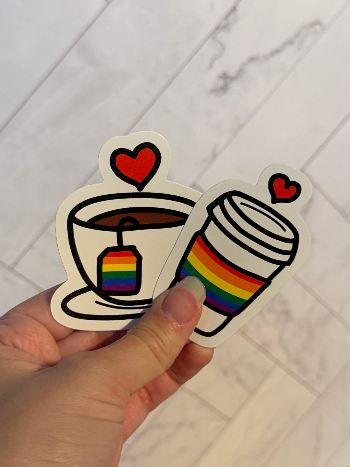 LGBTea and Coffee decals 3in
