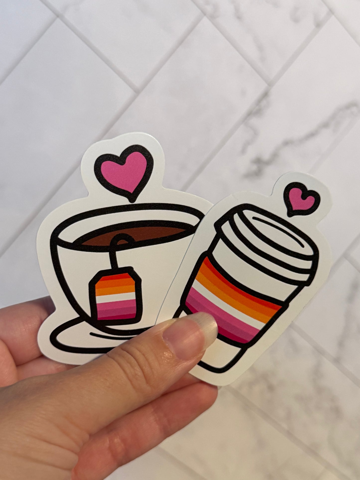LGBTea and Coffee decals 3in