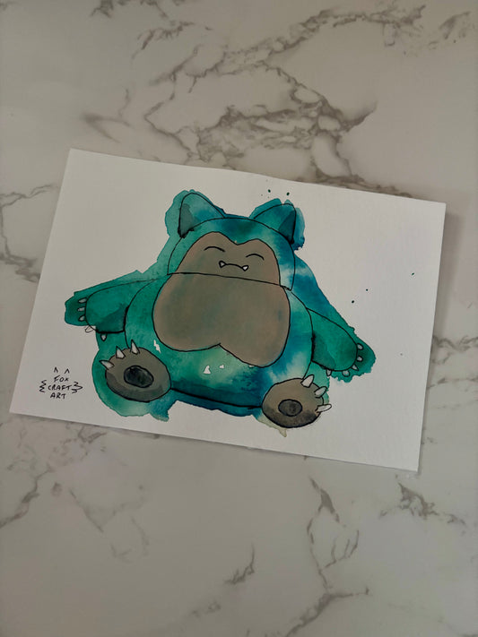 Snorlax Watercolor Painting