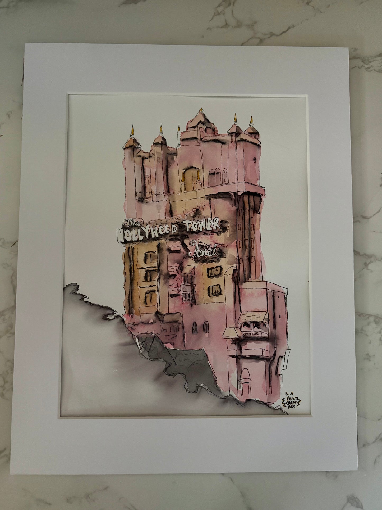 Amusement Park Elevator Ride Watercolor Painting