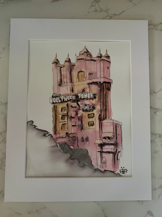 Amusement Park Elevator Ride Watercolor Painting