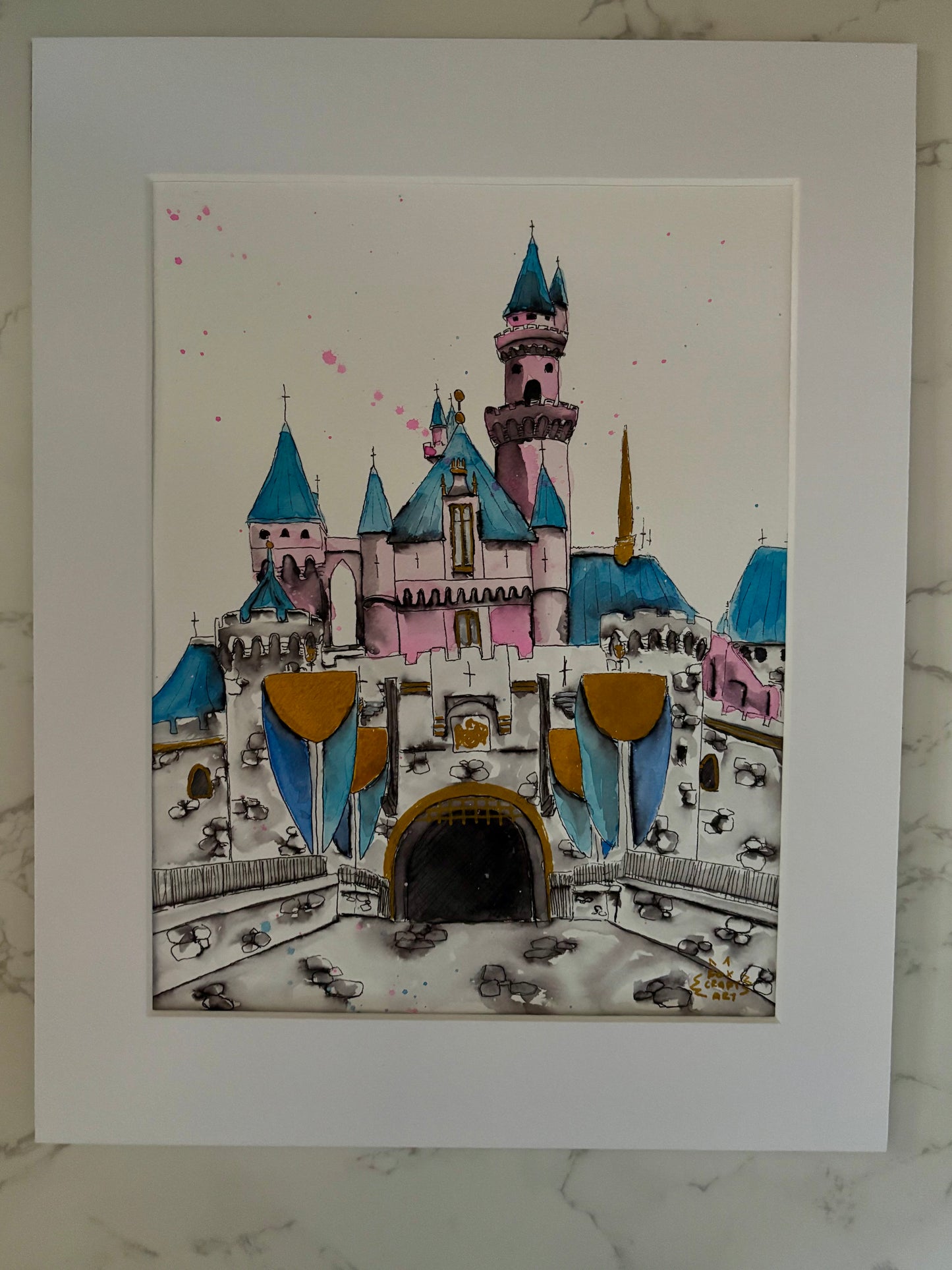Fairytale Castle Watercolor Painting