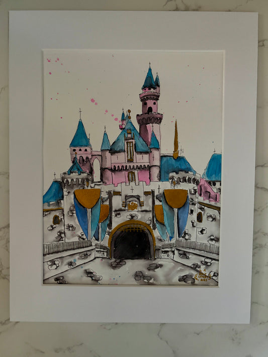 Fairytale Castle Watercolor Painting