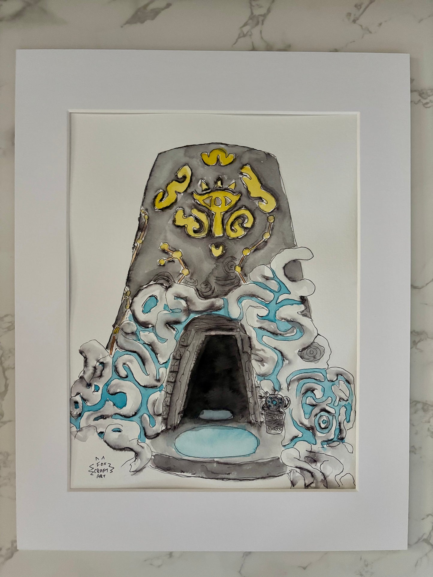 BotW Zelda Shrine Watercolor Painting