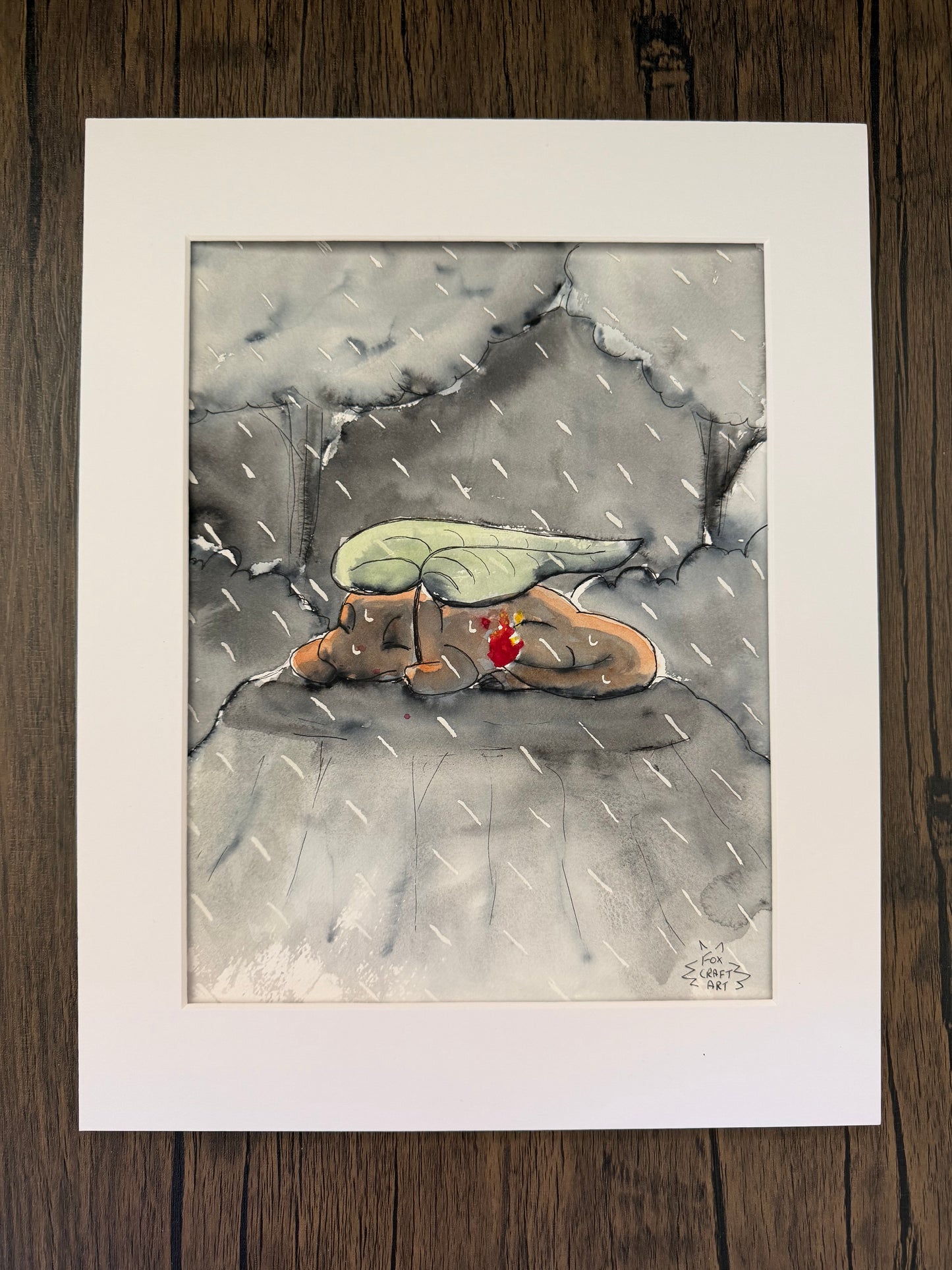 Charmander Raining Watercolor Painting