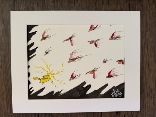 Pikachu Saves the Day Watercolor Painting