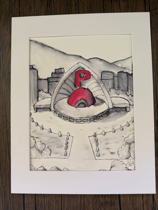 Viridian City Pokecenter Watercolor Painting