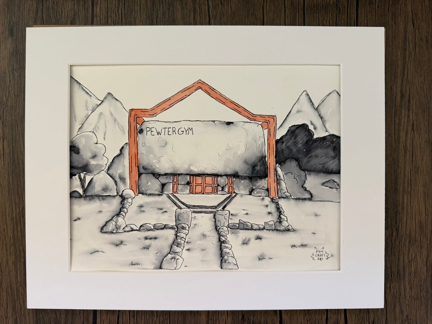 Pewter City Gym Watercolor Painting