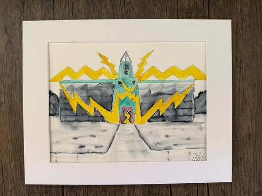 Vermilion City Gym Watercolor Painting