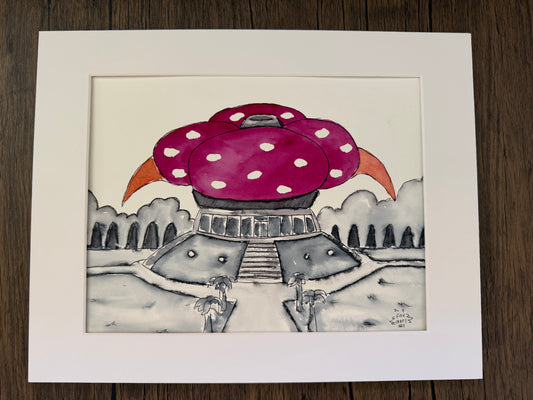 Celadon City Gym Watercolor Painting