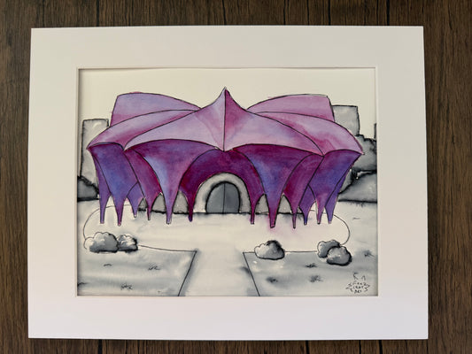 Saffron City Gym Watercolor Painting