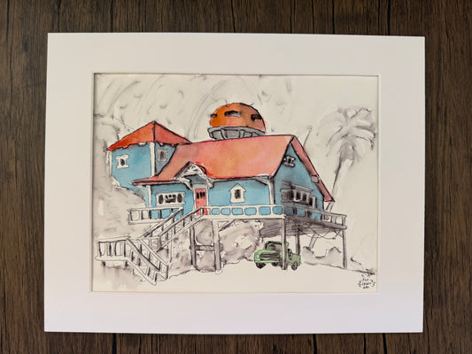 Lilo & Stitch House Watercolor Painting