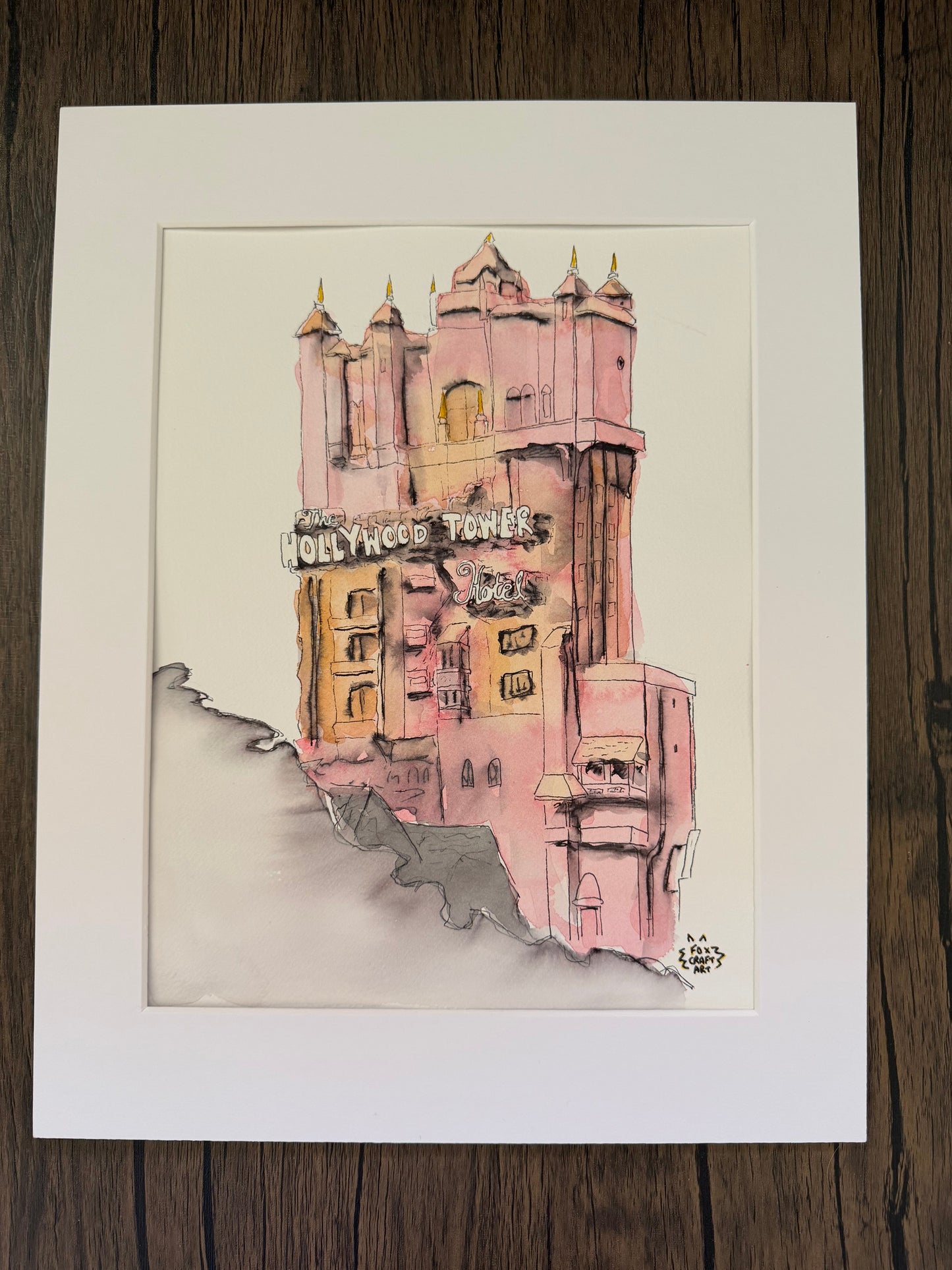 Amusement Park Elevator Ride Watercolor Painting