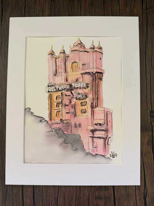 Amusement Park Elevator Ride Watercolor Painting