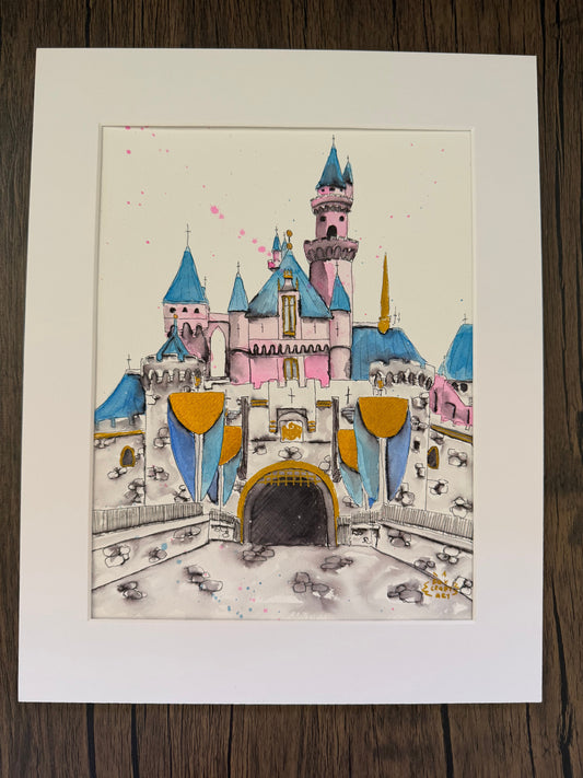Fairytale Castle Watercolor Painting